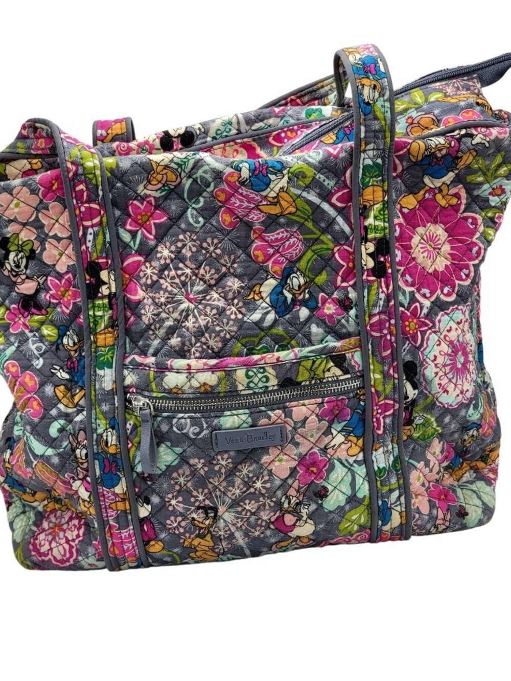 Disney Vera Bradley Quilted Floral Mickey & Friends Tote Bag With Zipper Pocket